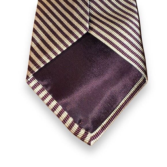 Keys & Lockwood Purple & Silver Rep Stripe Handmade in USA Neck Tie - Picture 4 of 6